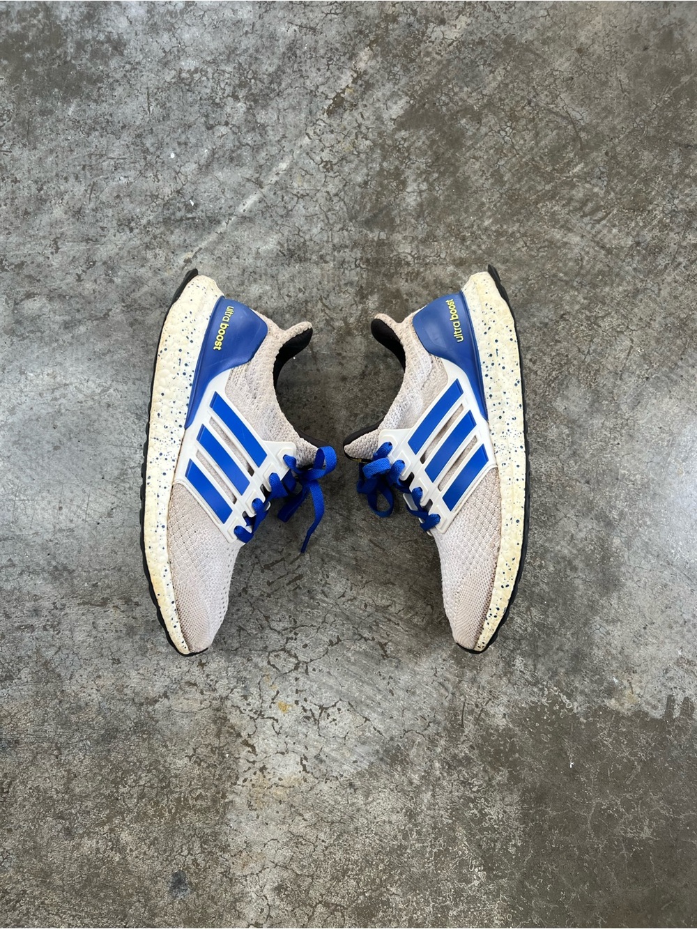 Adidas Ultraboost DNA White Blue Speckled Boost Running Shoes Mens 7